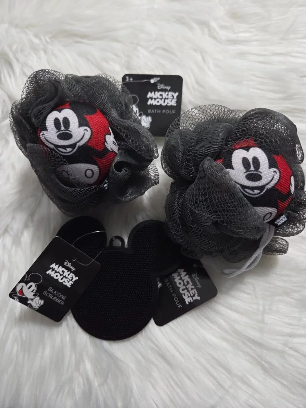 Disney Mickey Mouse Bath Pouf & Scrubber Set